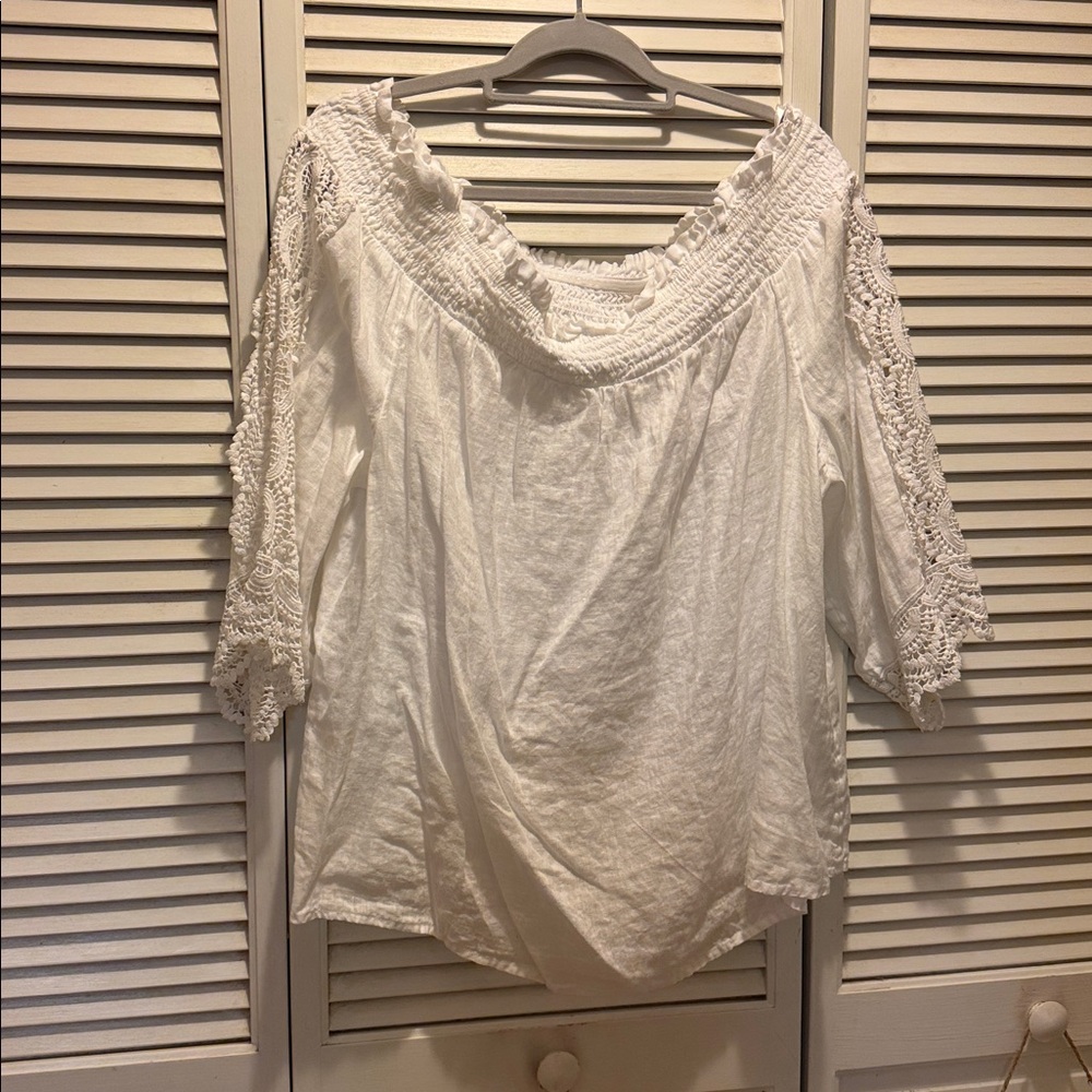 Chico's White Linen Blouse size XXL or 18